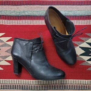 Roberto Del Carlo Black Leather Heeled Booties US 7.5 EU 37.5 Lace Up Designer